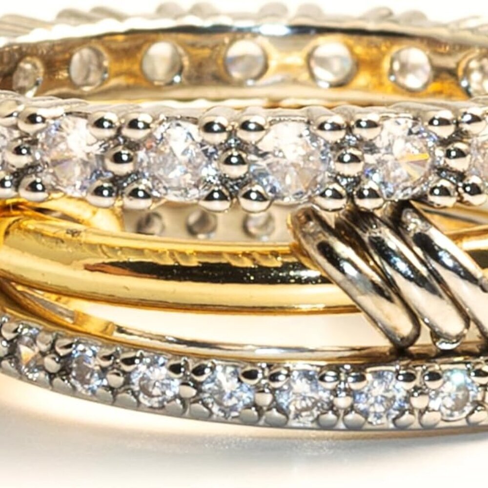 Stackable Gold Rings Stainless Steel CZ Jewelry Gift for Women